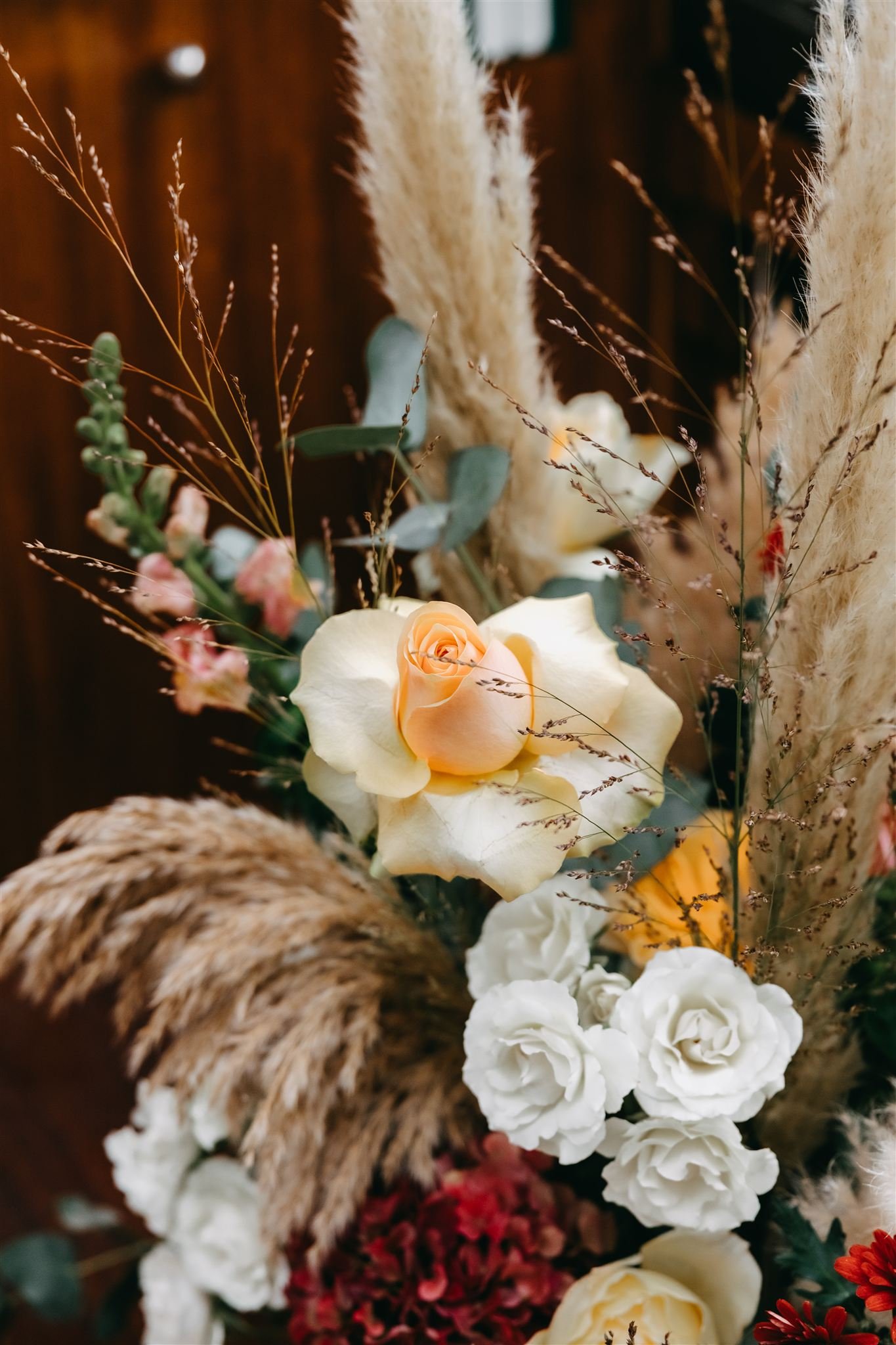 Close-up of rose flowers arranged for an wedding ceremony