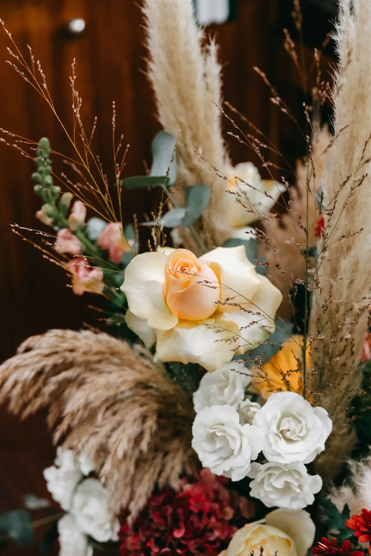 Close-up of rose flowers arranged for an wedding ceremony